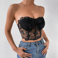 Ladies Sexy Rose Lace Strapless Corset M09434 - SWEETKAMA