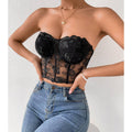 Ladies Sexy Rose Lace Strapless Corset M09434 - SWEETKAMA