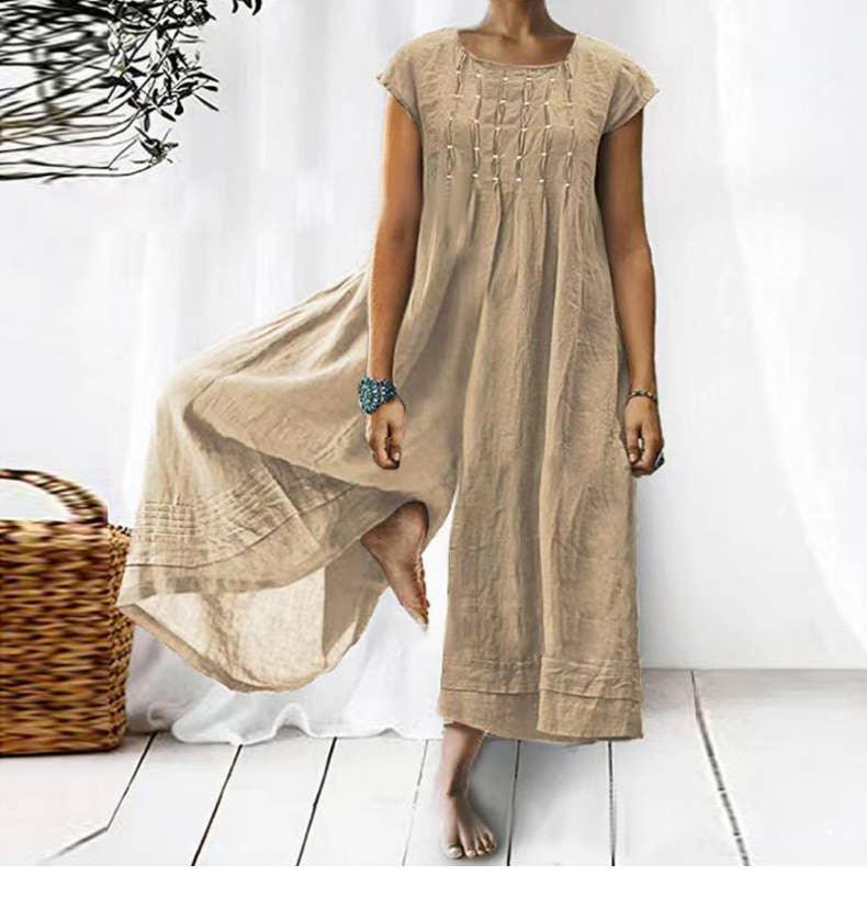 Ladies Short Sleeves Overalls Loose Daily Jumpsuit 2385 - SWEETKAMA