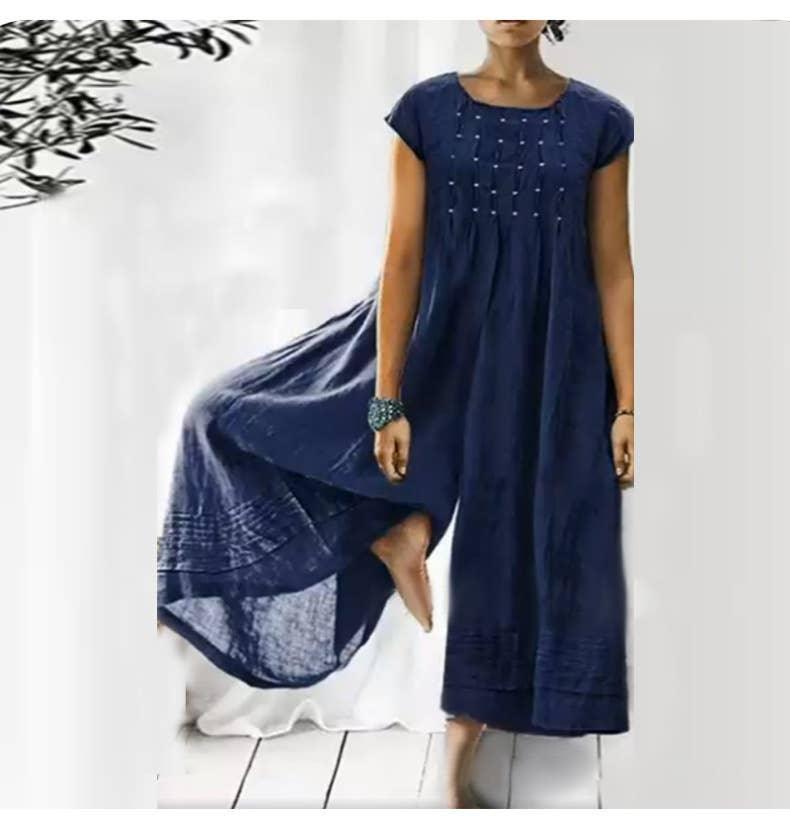 Ladies Short Sleeves Overalls Loose Daily Jumpsuit 2385 - SWEETKAMA