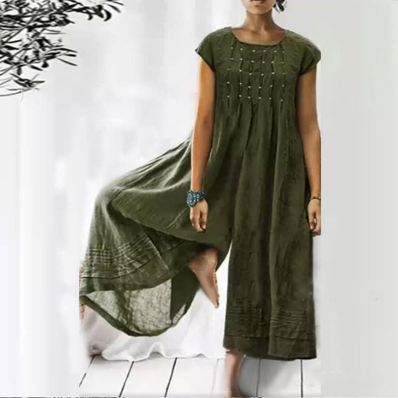 Ladies Short Sleeves Overalls Loose Daily Jumpsuit 2385 - SWEETKAMA