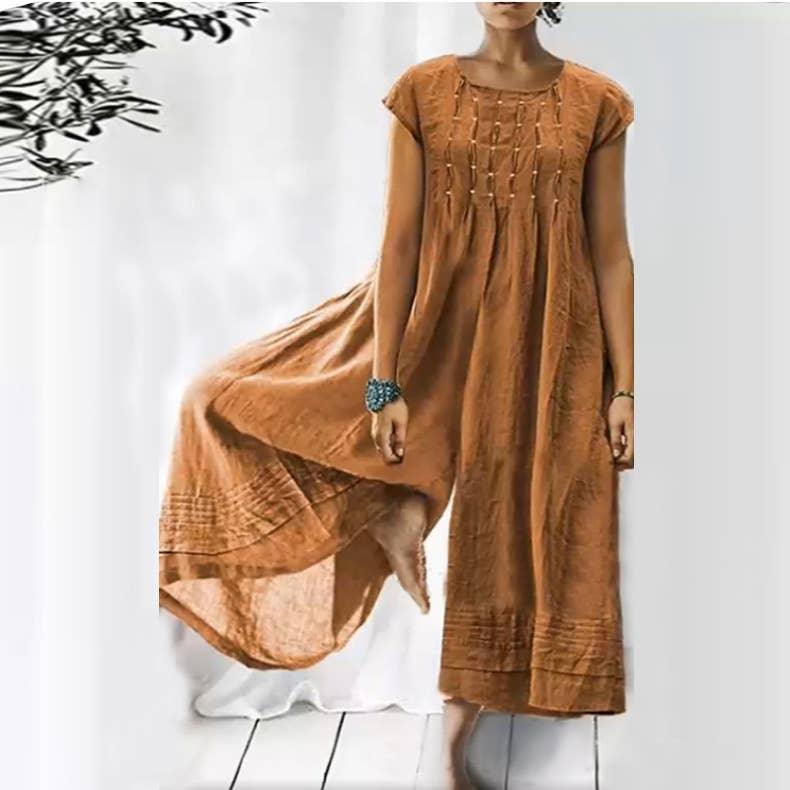 Ladies Short Sleeves Overalls Loose Daily Jumpsuit 2385 - SWEETKAMA