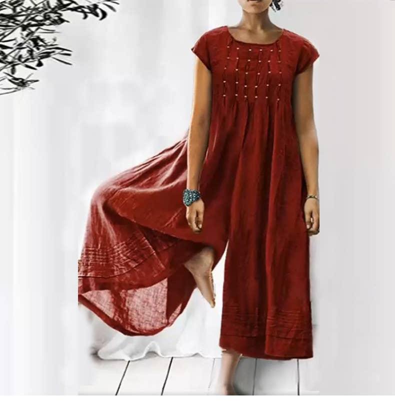 Ladies Short Sleeves Overalls Loose Daily Jumpsuit 2385 - SWEETKAMA