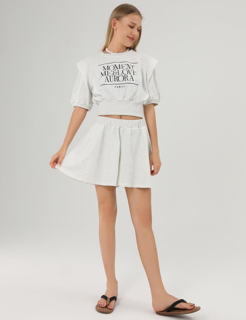 Ladies Short Sleeves Round Collar Shorts Set SKST369 - SWEETKAMA