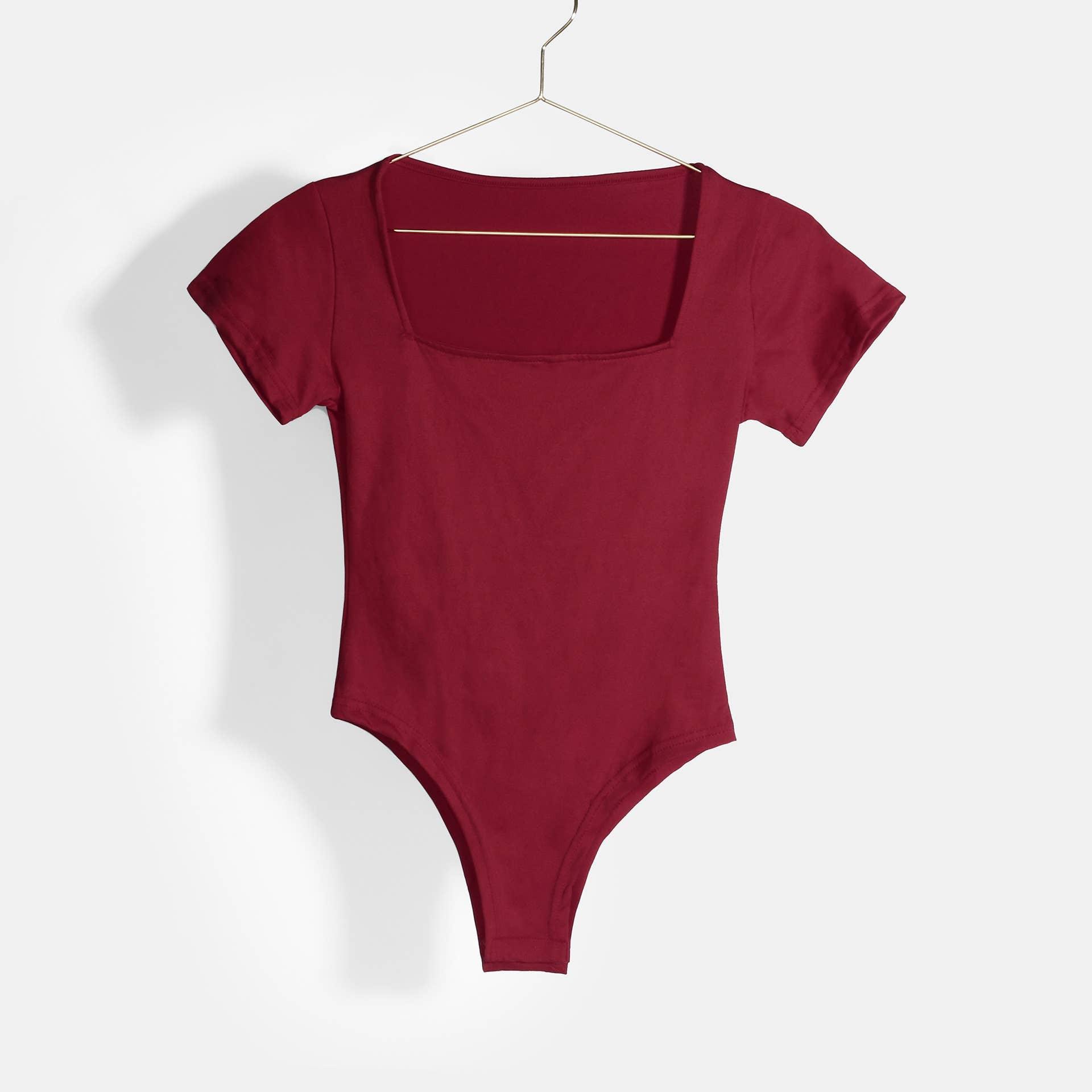 Ladies Short Sleeves Slim Fit Casual Bodysuit 37314 - SWEETKAMA