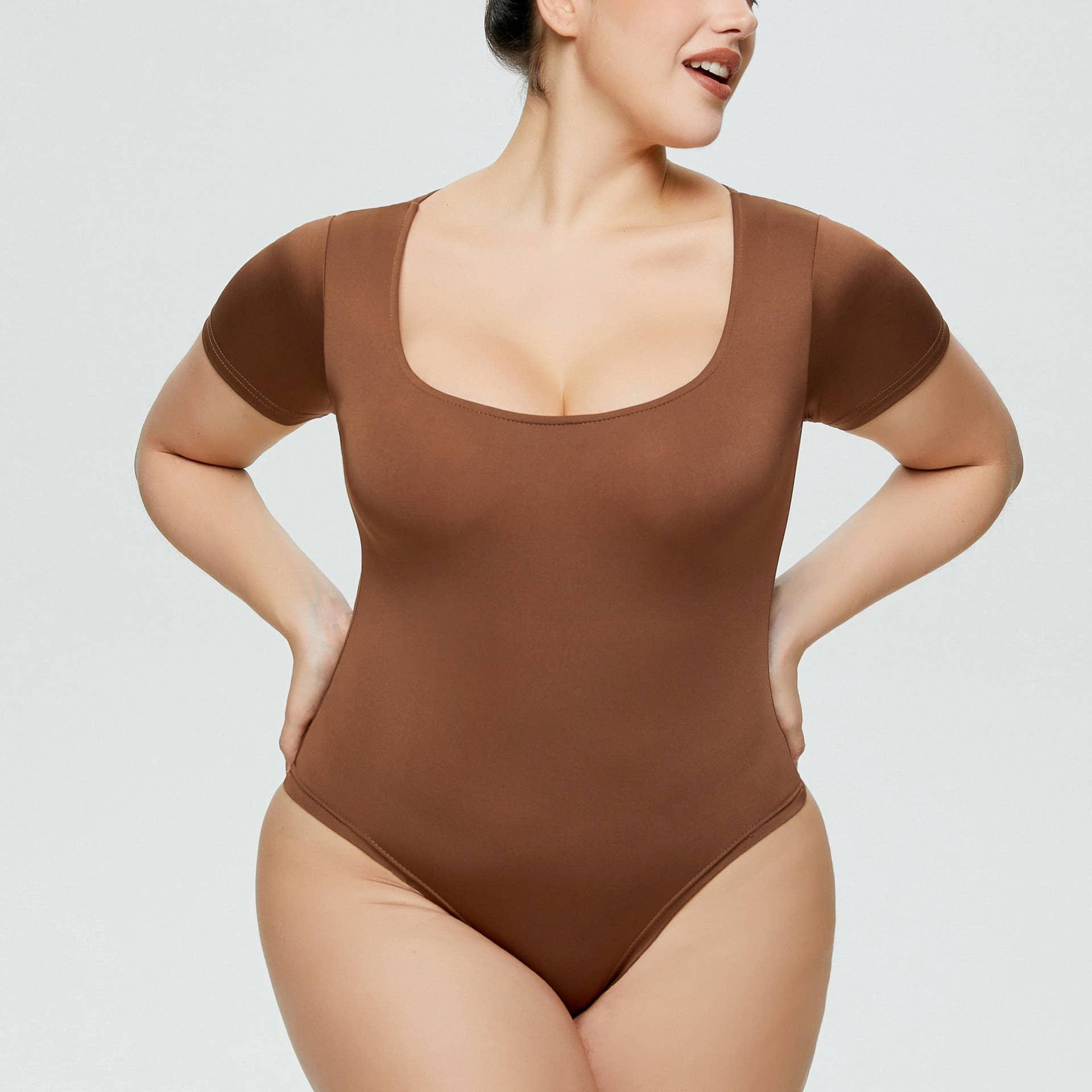Ladies Short Sleeves Slim Fit Casual Bodysuit 37314 - SWEETKAMA