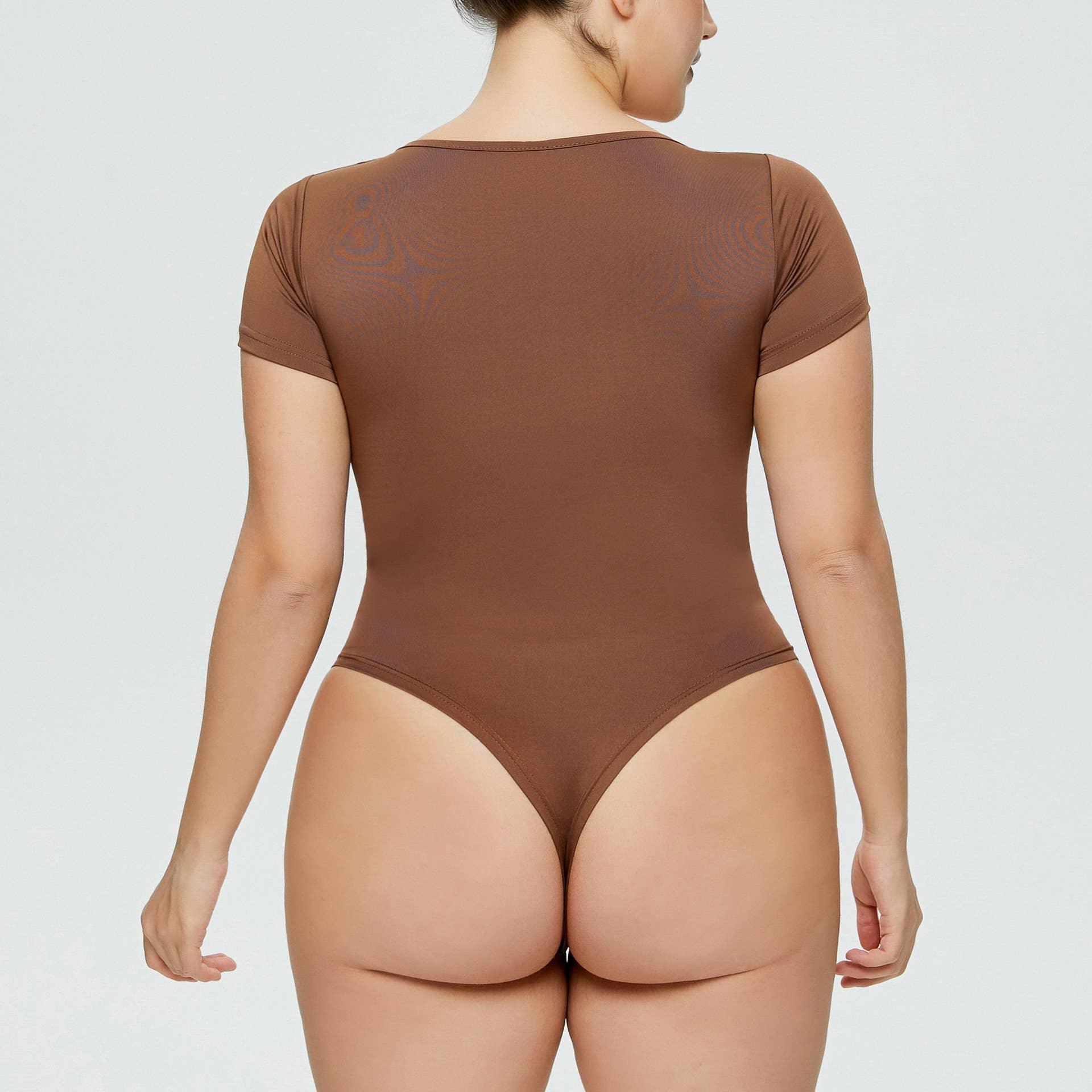 Ladies Short Sleeves Slim Fit Casual Bodysuit 37314 - SWEETKAMA