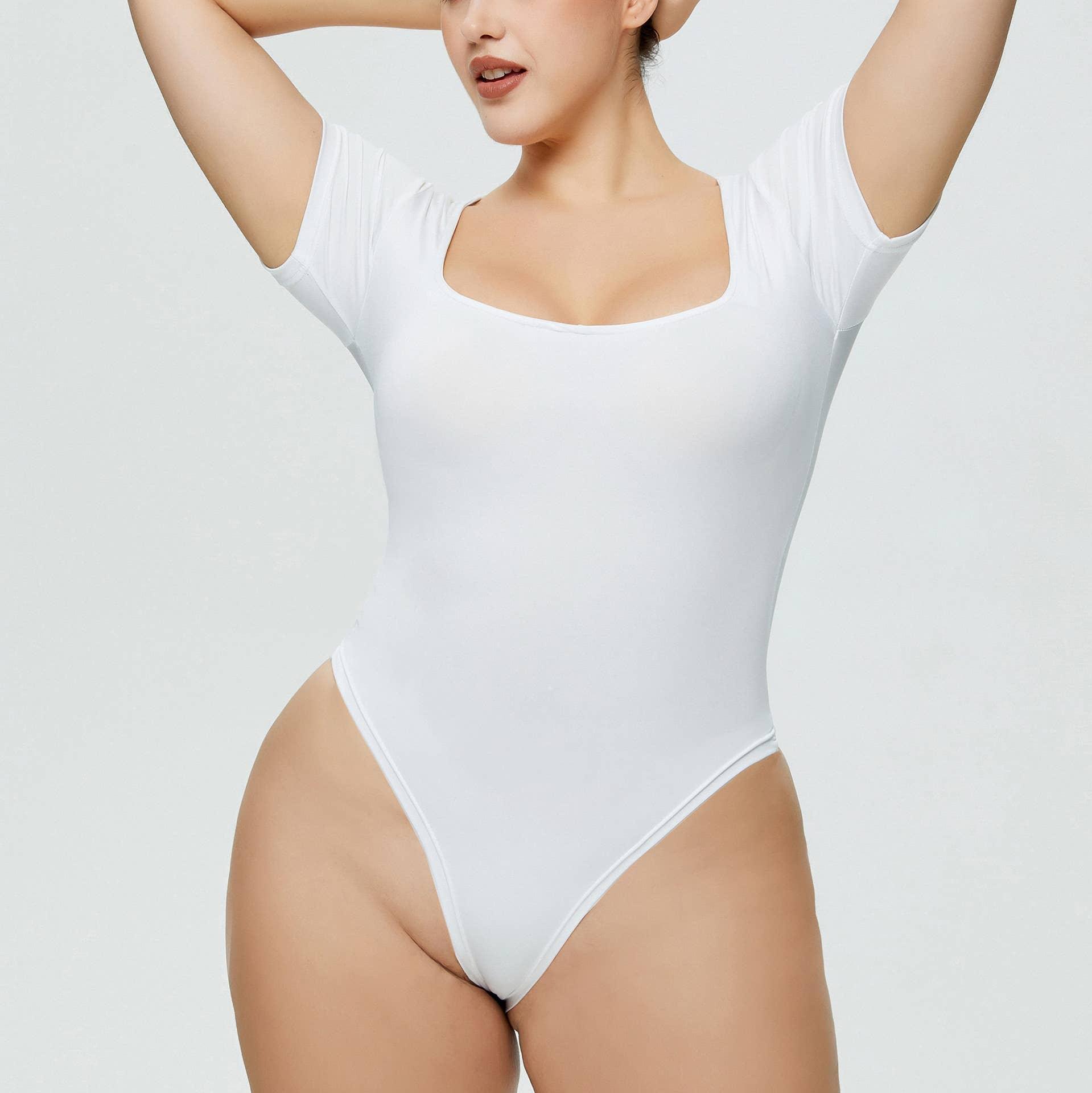 Ladies Short Sleeves Slim Fit Casual Bodysuit 37314 - SWEETKAMA
