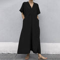 Ladies Short Sleeves Wide Legs Daily Jumpsuit 9103 - SWEETKAMA