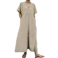 Ladies Short Sleeves Wide Legs Daily Jumpsuit 9103 - SWEETKAMA