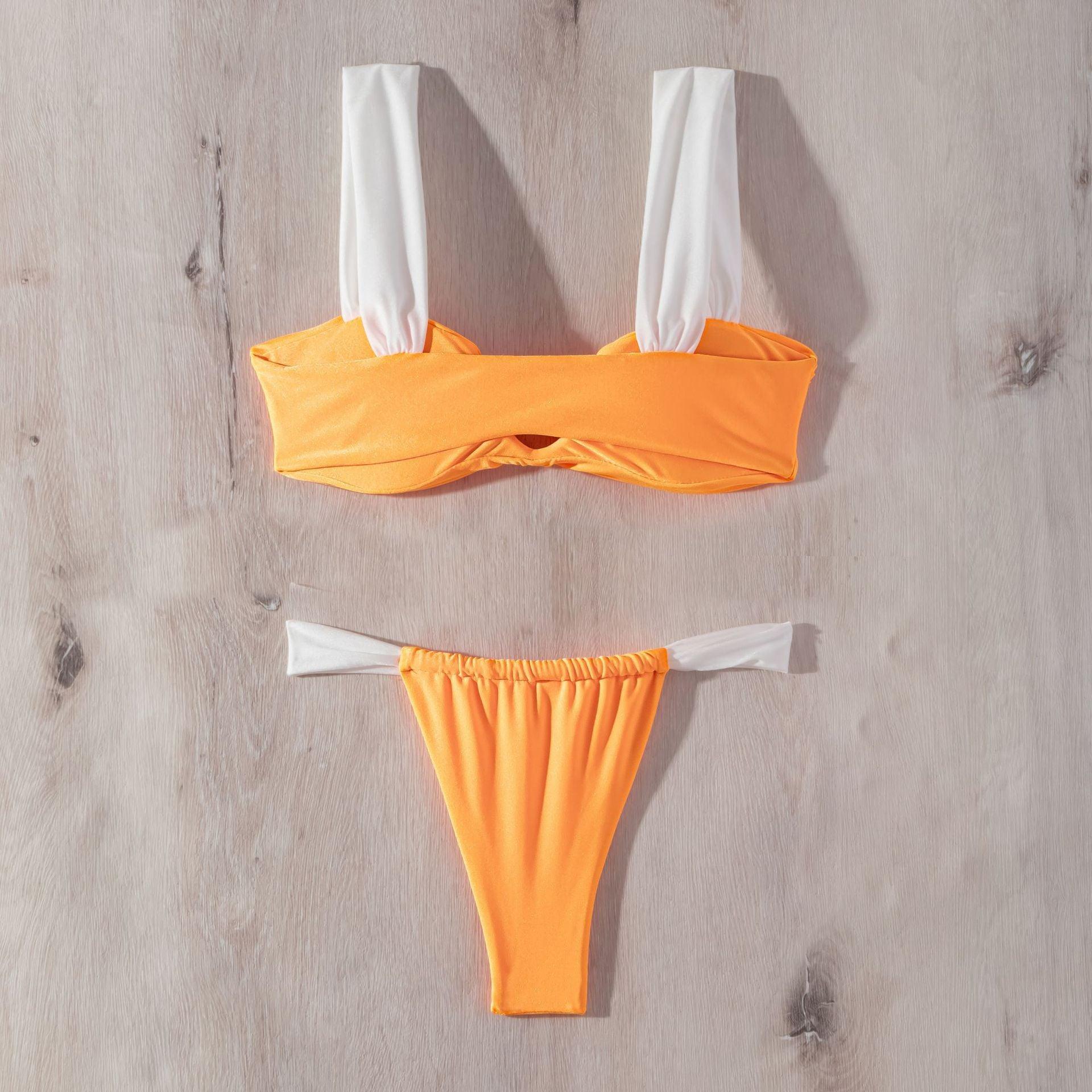 Ladies Shoulder Straps Color Block Bikini Set 4031 - SWEETKAMA