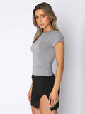 Ladies Shrot Sleeves Casual Tee Top ESST002 - SWEETKAMA
