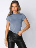 Ladies Shrot Sleeves Casual Tee Top ESST002 - SWEETKAMA