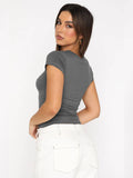Ladies Shrot Sleeves Casual Tee Top ESST002 - SWEETKAMA