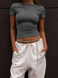 Ladies Shrot Sleeves Casual Tee Top ESST002 - SWEETKAMA