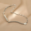 Ladies Silver Cross Heart with Beads Necklace SKAJ017 - SWEETKAMA