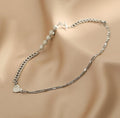 Ladies Silver Cross Heart with Beads Necklace SKAJ017 - SWEETKAMA