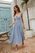 Ladies Sleeveless Floral Print Midi Dress 2542 - SWEETKAMA