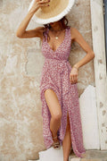 Ladies Sleeveless Floral Print Midi Dress 2542 - SWEETKAMA