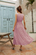 Ladies Sleeveless Floral Print Midi Dress 2542 - SWEETKAMA
