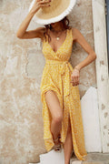 Ladies Sleeveless Floral Print Midi Dress 2542 - SWEETKAMA