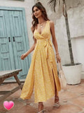 Ladies Sleeveless Floral Print Midi Dress 2542 - SWEETKAMA