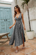 Ladies Sleeveless Floral Print Midi Dress 2542 - SWEETKAMA