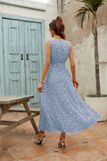 Ladies Sleeveless Floral Print Midi Dress 2542 - SWEETKAMA