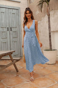 Ladies Sleeveless Floral Print Midi Dress 2542 - SWEETKAMA