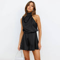 Ladies Sleeveless Halter Satin Jumpsuit GKCN - SWEETKAMA