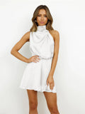 Ladies Sleeveless Halter Satin Jumpsuit GKCN - SWEETKAMA