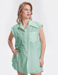 Ladies Sleevesless Botton Down Top Shorts 2PCS Set SKST280 - SWEETKAMA