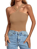 Ladies Slim Sleeveless Cross Neck Crop Top YL0311 - SWEETKAMA