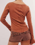 Ladies Solid Color Bell Long Sleeves Top SKT534 - SWEETKAMA