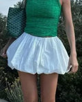 Ladies Solid Color Bubble-Hem Mini Skirt M6110 - SWEETKAMA