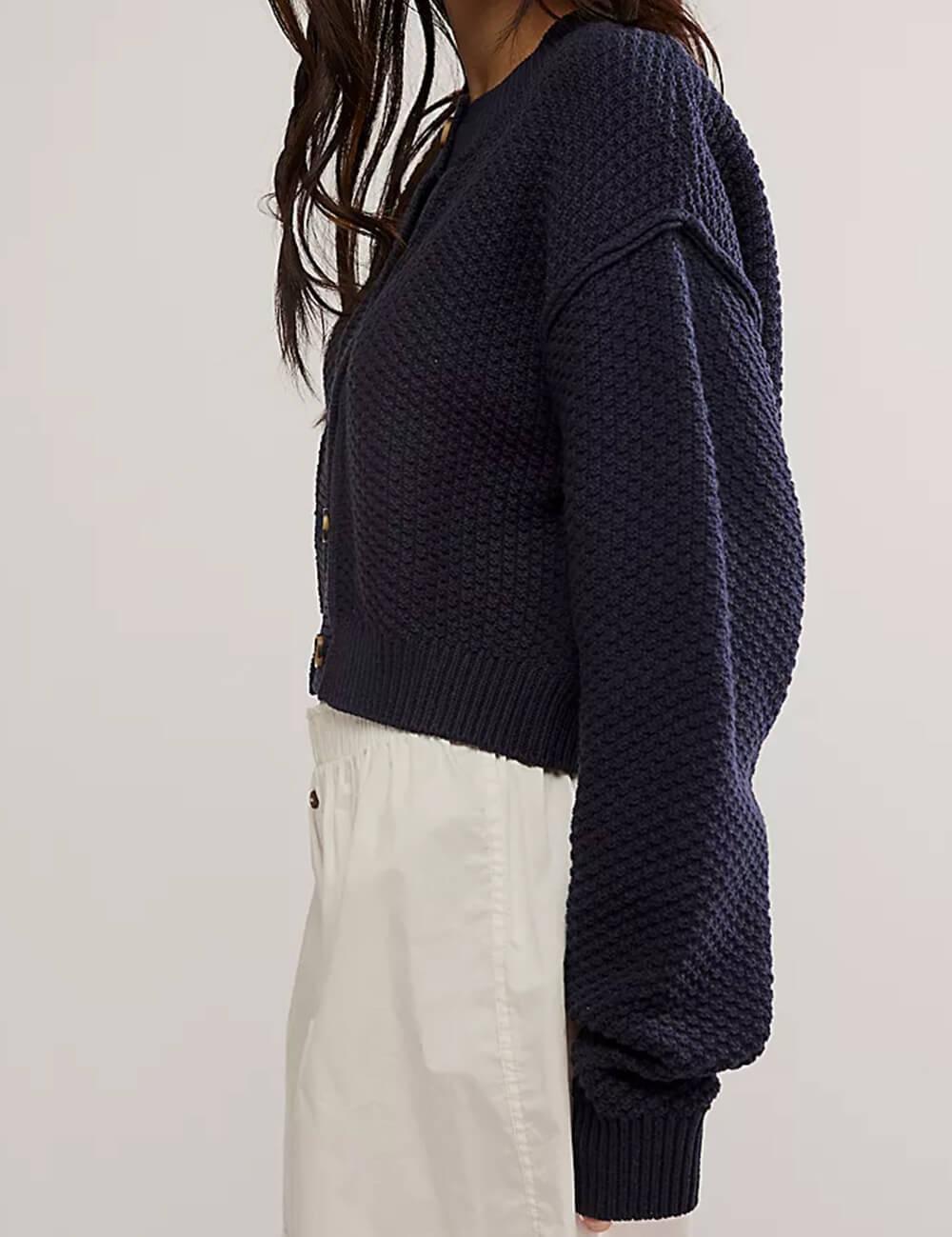Ladies Solid Color Button Front Cardigan SKT538 - SWEETKAMA