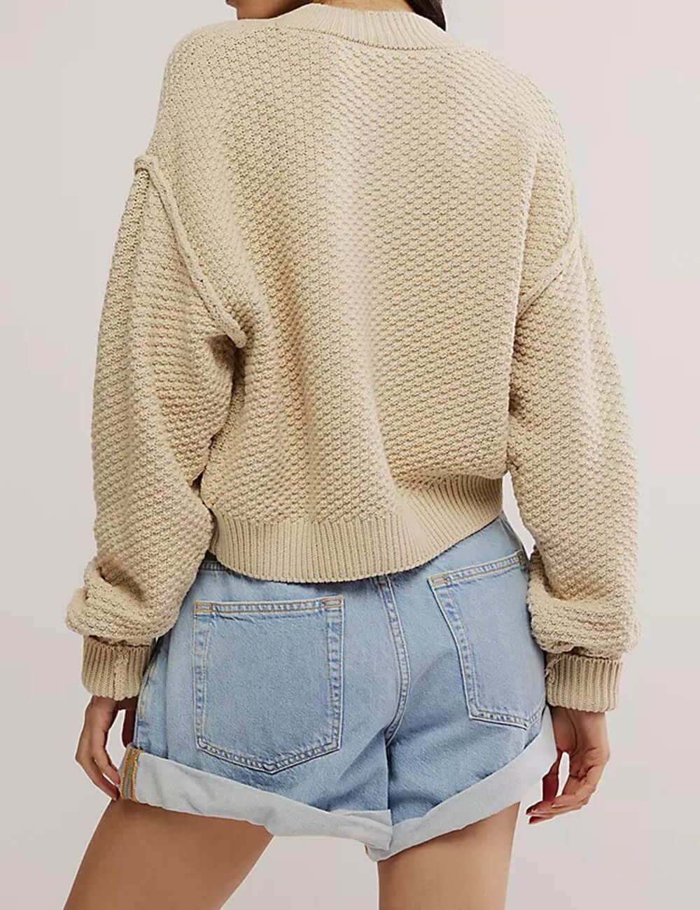 Ladies Solid Color Button Front Cardigan SKT538 - SWEETKAMA