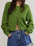 Ladies Solid Color Button Front Cardigan SKT538 - SWEETKAMA