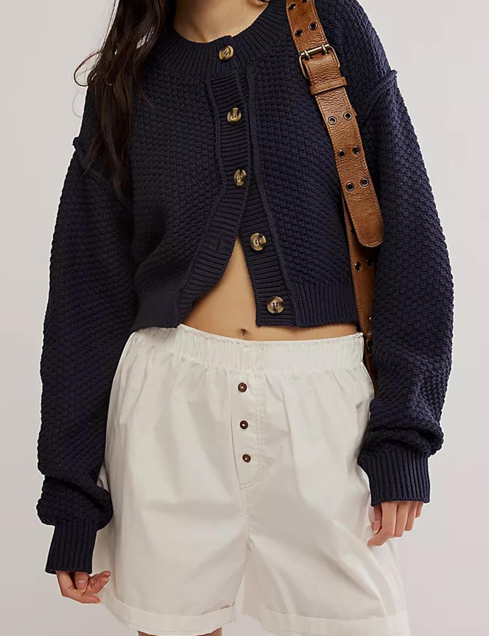 Ladies Solid Color Button Front Cardigan SKT538 - SWEETKAMA