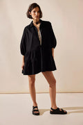 Ladies Solid Color Button Mini Shirt Dress 0711 - SWEETKAMA