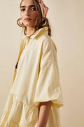 Ladies Solid Color Button Mini Shirt Dress 0711 - SWEETKAMA