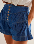 Ladies Solid Color Cotton Denim Shorts SKS408 - SWEETKAMA