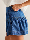 Ladies Solid Color Cotton Denim Shorts SKS408 - SWEETKAMA