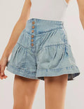 Ladies Solid Color Cotton Denim Shorts SKS408 - SWEETKAMA