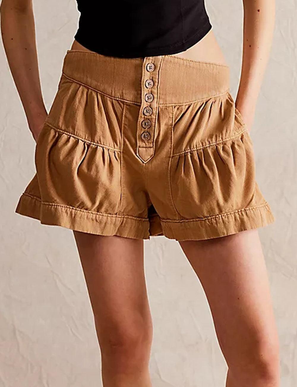 Ladies Solid Color Cotton Denim Shorts SKS408 - SWEETKAMA