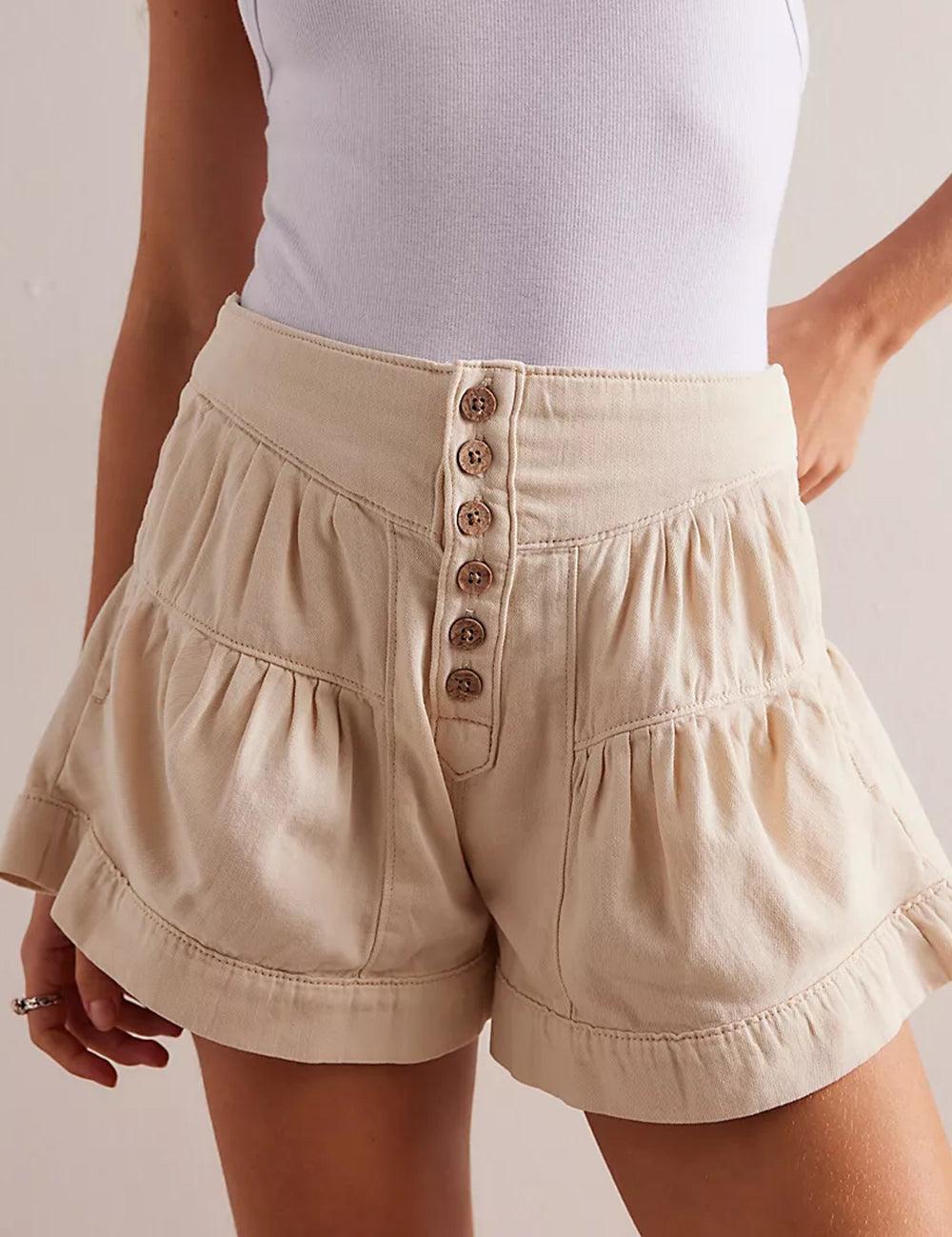 Ladies Solid Color Cotton Denim Shorts SKS408 - SWEETKAMA