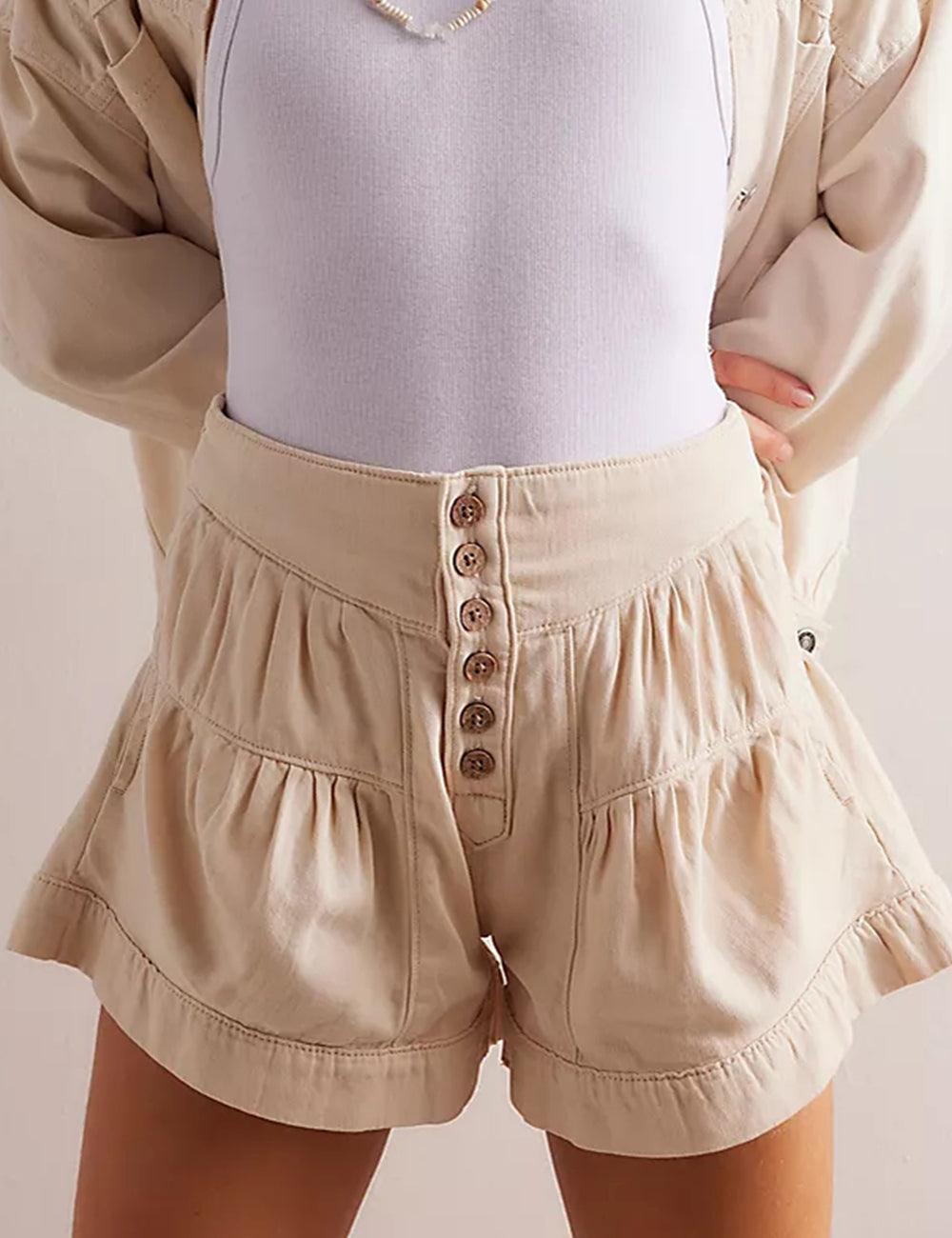 Ladies Solid Color Cotton Denim Shorts SKS408 - SWEETKAMA