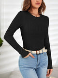Ladies Solid Color Crew Neck Knit Tee G1091 - SWEETKAMA