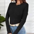 Ladies Solid Color Crew Neck Knit Tee G1091 - SWEETKAMA
