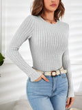 Ladies Solid Color Crew Neck Knit Tee G1091 - SWEETKAMA